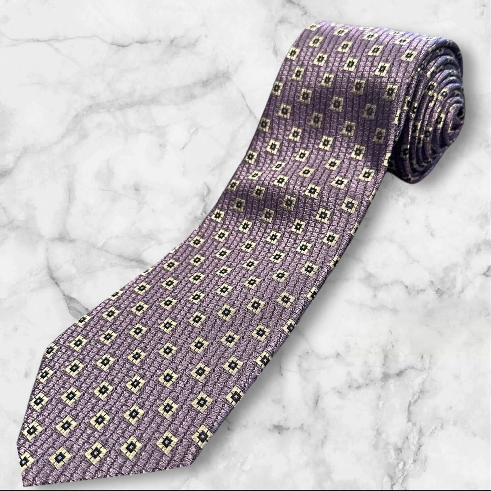 Ermenegildo Zegna 100% SILK‎ TIE SETA NECKTIE MADE IN ITALY Purple Silver